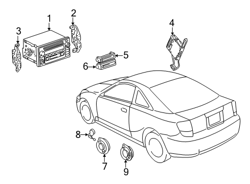 2001 Toyota Celica Sound System Bracket Diagram for 86211-20410