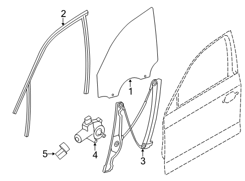 2015 BMW X1 Front Door Window Guide, Left Front Door Diagram for 51332990307