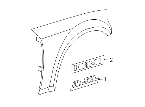 2008 Dodge Charger Exterior Trim - Fender NAMEPLATE-HEMI Diagram for 4806328AA