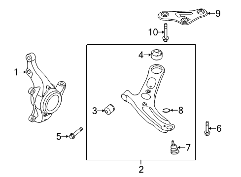2016 Kia Forte Front Suspension Components, Lower Control Arm, Stabilizer Bar Stay RH Diagram for 624773Z000