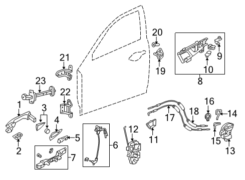 2010 Acura TSX Front Door Snap, Driver Side Diagram for 72189-SAA-003