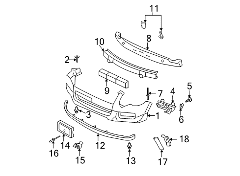 2009 Ford Explorer Front Bumper Front Molding Retainer Diagram for 6L2Z-78465K00-A