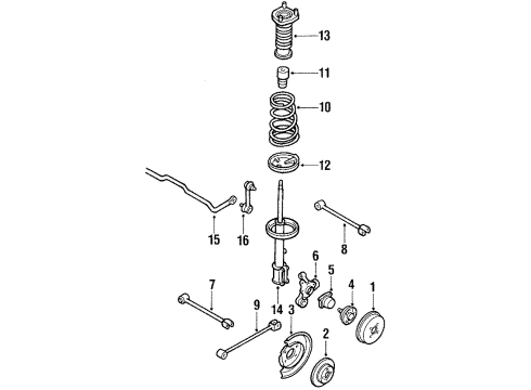 1991 Toyota Corolla Rear Suspension Components, Lower Control Arm, Stabilizer Bar Spring Insulator Diagram for 48258-12020