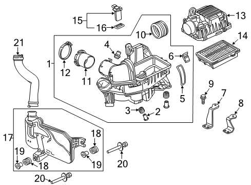 2020 Honda Fit Powertrain Control Clamp, Air Flow (74) Diagram for 17315-5R0-006