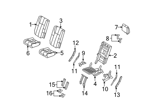 2010 Ford Expedition Third Row Seats Seat Cushion Pad Diagram for 7L1Z-7863840-A