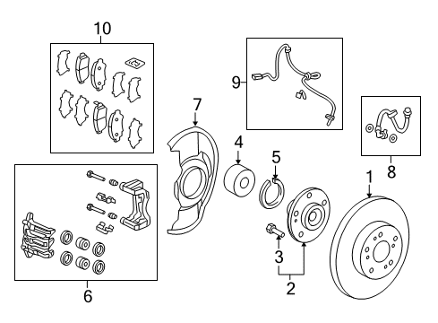 2016 Honda CR-V Brake Components Sensor Assembly, Left Front Diagram for 57455-T1E-G01