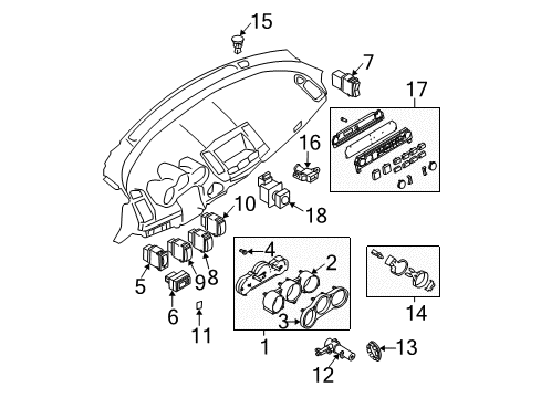 2006 Nissan Maxima Automatic Temperature Controls Instrument Cluster Diagram for 24810-ZK16B