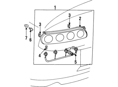 1998 Toyota Supra Tail Lamps Socket & Wire Diagram for 81555-14700