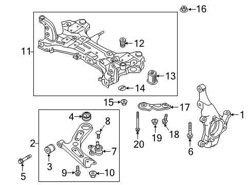 2018 Hyundai Elantra Front Suspension Components, Lower Control Arm, Stabilizer Bar Bushing-Crossmember Mounting Diagram for 62486-F2000