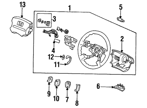 1996 Honda Accord Steering Column, Steering Wheel & Trim Cover, Body (Black) Diagram for 78518-SM5-A81ZA