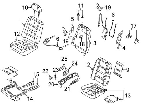 2009 Mercury Sable Power Seats Seat Cushion Pad Diagram for 8G1Z-54632A22-B