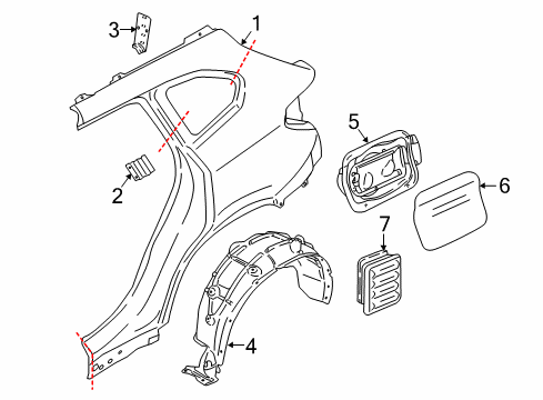 2016 BMW X1 Quarter Panel & Components Cover Pot Diagram for 51177359171