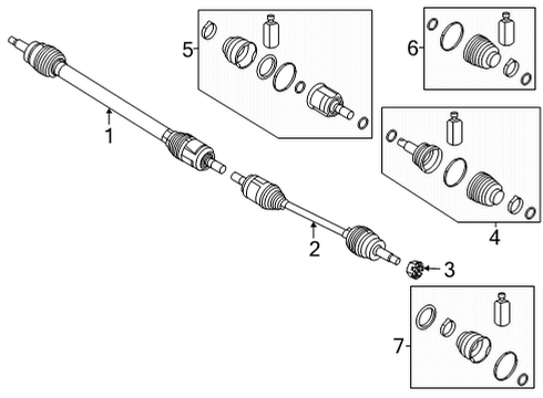 2022 Hyundai Sonata Drive Axles - Front Joint Kit-Diff Side, RH Diagram for 495R3-L1250