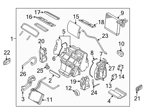 2009 Nissan 350Z Air Conditioner Core Assy-Front Heater Diagram for 27140-AM600
