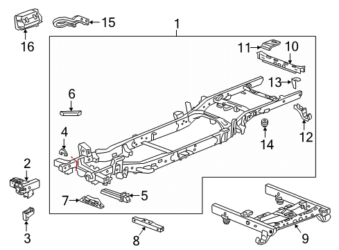 2019 Chevrolet Silverado 1500 Frame & Components Rear Section Diagram for 84747034