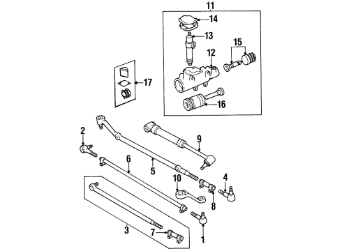 1994 Jeep Grand Cherokee Steering Column & Wheel, Steering Gear & Linkage, Shaft & Internal Components, Shroud, Switches & Levers Socket-Tie Rod Diagram for 52037996