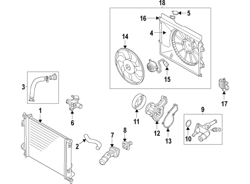 2020 Kia Forte Cooling System, Radiator, Water Pump, Cooling Fan Cap-Radiator Reservoir Diagram for 254413X000