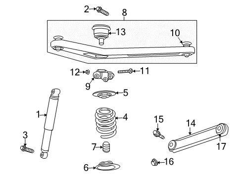 2004 Jeep Liberty Rear Suspension Components, Lower Control Arm, Upper Control Arm, Stabilizer Bar *ABSORBER-Suspension Diagram for 52088673AE