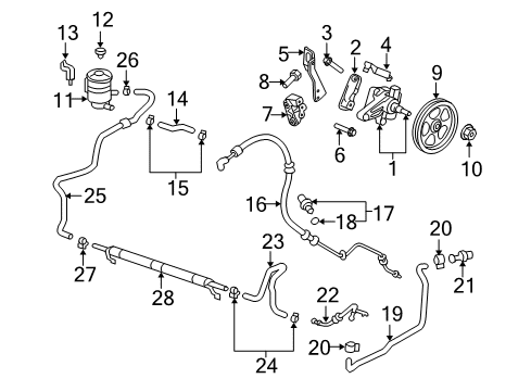 2010 Acura ZDX P/S Pump & Hoses, Steering Gear & Linkage Nut, Power Steering Pulley Diagram for 90305-PAA-A01
