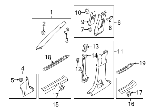 2015 Kia Sorento Interior Trim - Pillars, Rocker & Floor Cover Assembly-Height ADJUSTER Diagram for 858421U010H9