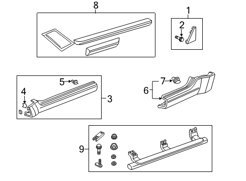 2003 Honda Element Exterior Trim - Pillars, Rocker & Floor Garnish Assy., L. FR. Pillar Corner *B92P* (NIGHTHAWK BLACK PEARL) Diagram for 75495-SCV-A00ZA