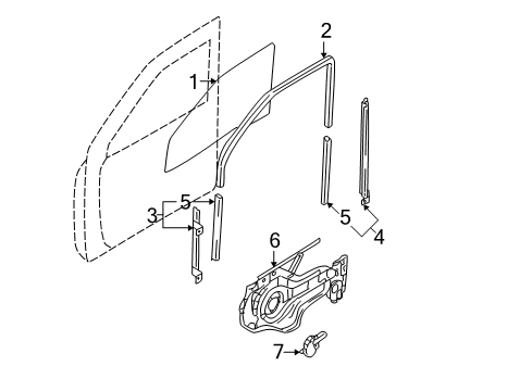 2002 Hyundai Santa Fe Front Door Module Panel & Regulator Assembly-Front Door, R Diagram for 82406-26000