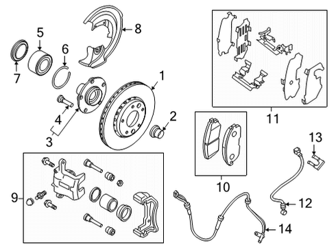 2021 Nissan Sentra Anti-Lock Brakes CALIPER ASSY-FRONT RH, W/O PAD & SHIM Diagram for 41001-6LE1A