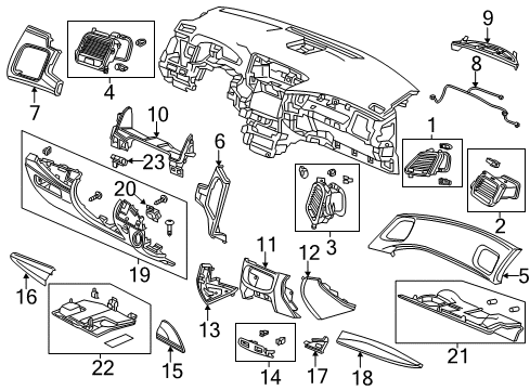 2014 Acura RLX Cluster & Switches, Instrument Panel Panel Assembly, Center (Lower) (Light Orchid) (Center) Diagram for 77251-TY2-A01ZA