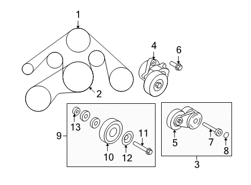 2014 Infiniti QX70 Belts & Pulleys Pulley-Idler Diagram for 11927-1CA0A