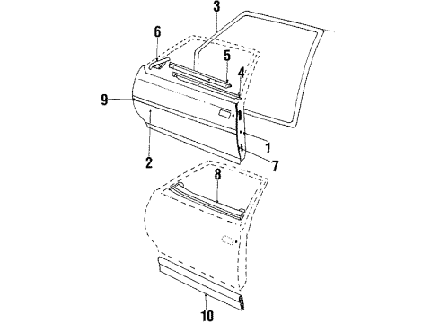 1986 Pontiac 6000 Front Door Molding Kit, Front Side Door Diagram for 20495927