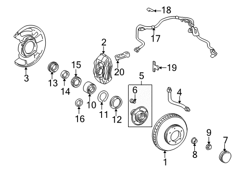 1996 Toyota 4Runner Front Brakes Grease Cap Cover Diagram for 43525-35010