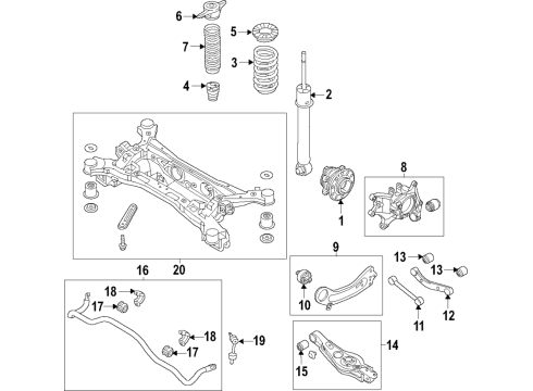 2016 Kia Sorento Rear Suspension Components, Lower Control Arm, Upper Control Arm, Stabilizer Bar Crossmember-Rear Diagram for 55405C5050