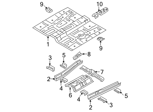 2009 Hyundai Santa Fe Floor Crossmember Assembly-Front Seat Diagram for 65150-2B000