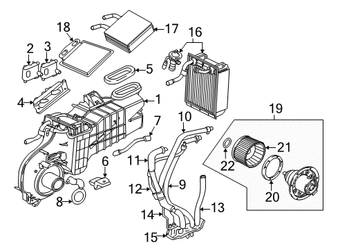 2002 Mercury Mountaineer HVAC Case Hose Diagram for 1L2Z-19835-CB