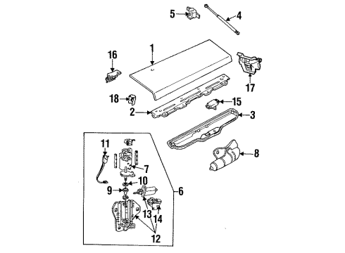 1987 Chevrolet Camaro Lift Gate Hinge Asm-Deck Lid LH Diagram for 12506449