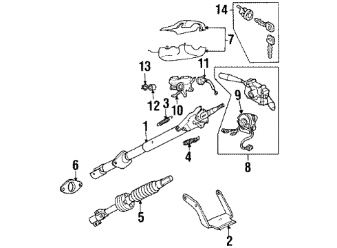 1999 Honda Passport Switches Shaft Assembly, Steering Diagram for 8-97124-949-1