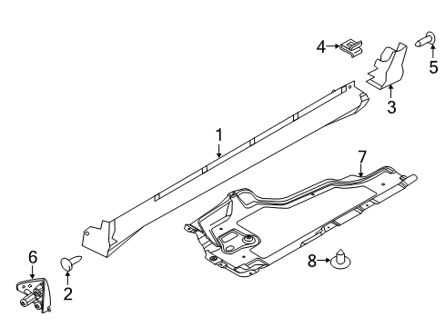 2011 Ford Edge Exterior Trim - Pillars, Rocker & Floor Rocker Molding Diagram for AT4Z-78101A04-AA