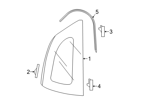 2016 Honda Fit Quarter Panel - Glass & Hardware Glass, R. Quarter (Coo)(Green)(Saint Gobain) Diagram for 73511-T5R-305