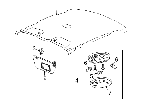 2004 Pontiac GTO Interior Trim - Roof Bulb, Reading Lamp Diagram for 92140560