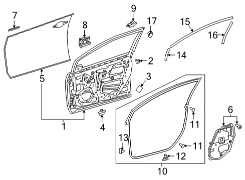 2018 Toyota Prius Prime Front Door Outer Panel Diagram for 67111-47050