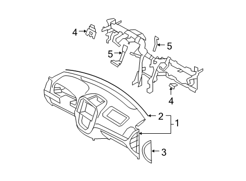 2008 Hyundai Santa Fe Cluster & Switches, Instrument Panel Cover Assembly-Crash Pad Side LH Diagram for 84765-2B700-J4
