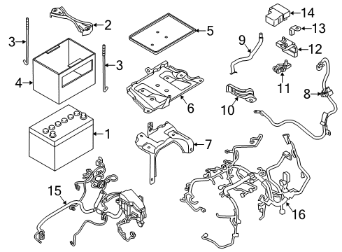 2010 Nissan Murano Battery Bracket-Battery Diagram for 64860-1AA0A