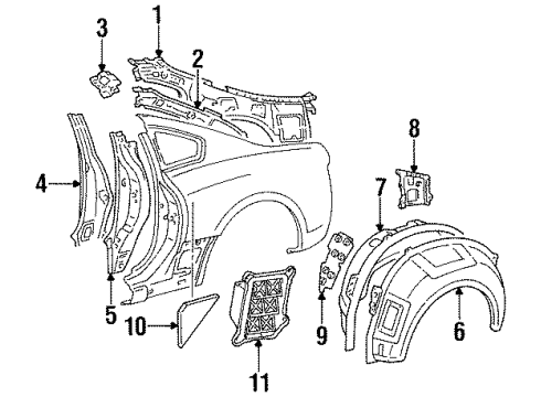 1998 Toyota Supra Inner Structure - Quarter Panel Seal Diagram for 67841-14080