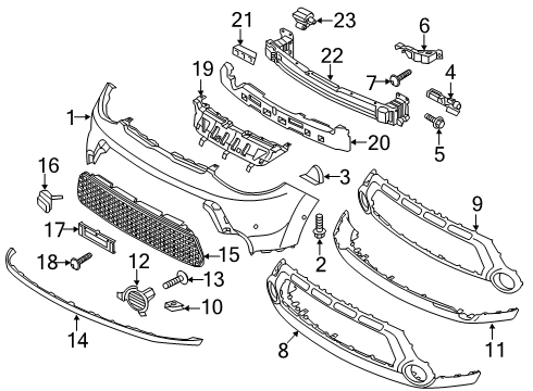 2015 Kia Soul A/C & Heater Control Units Cover-Front Bumper Lower Diagram for 86512B2000
