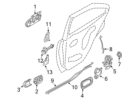 2005 Nissan Sentra Front Door Rear Door Outside Handle Assembly Right Diagram for 82606-6Z620