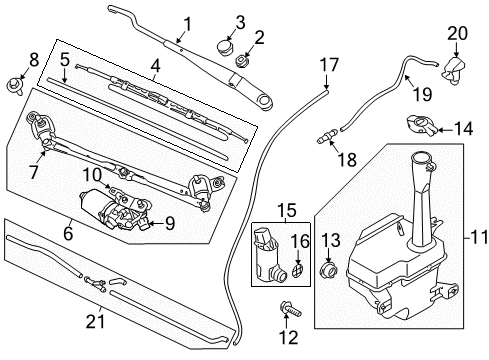 2013 Kia Forte Wiper & Washer Components Drive Windshield Wiper Blade Assembly Diagram for 983512F000