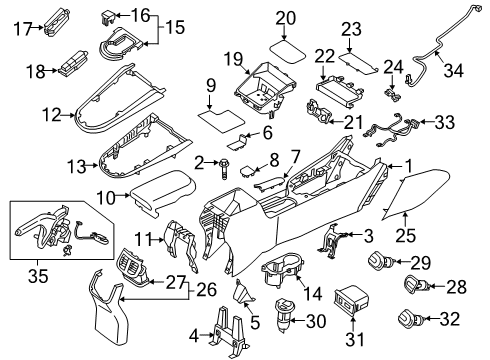 2020 Kia Forte Center Console Cover Assembly-Side, LH Diagram for 84614M7000WK