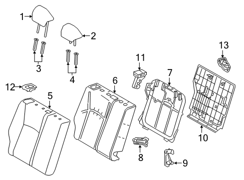 2019 Toyota C-HR Rear Seat Components Seat Back Pad Diagram for 71651-F4020