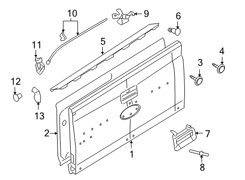 2010 Ford Explorer Sport Trac Tail Gate Molding Diagram for 7A2Z-7840602-BA