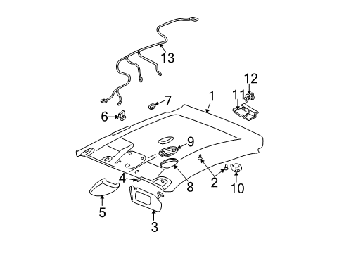 2001 Oldsmobile Alero Interior Trim - Roof Headliner Retainer Diagram for 10283726